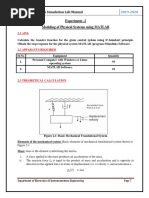 Control Systems & Simulation Lab Manual Experiment - 2 Modeling of Physical Systems Using MATLAB