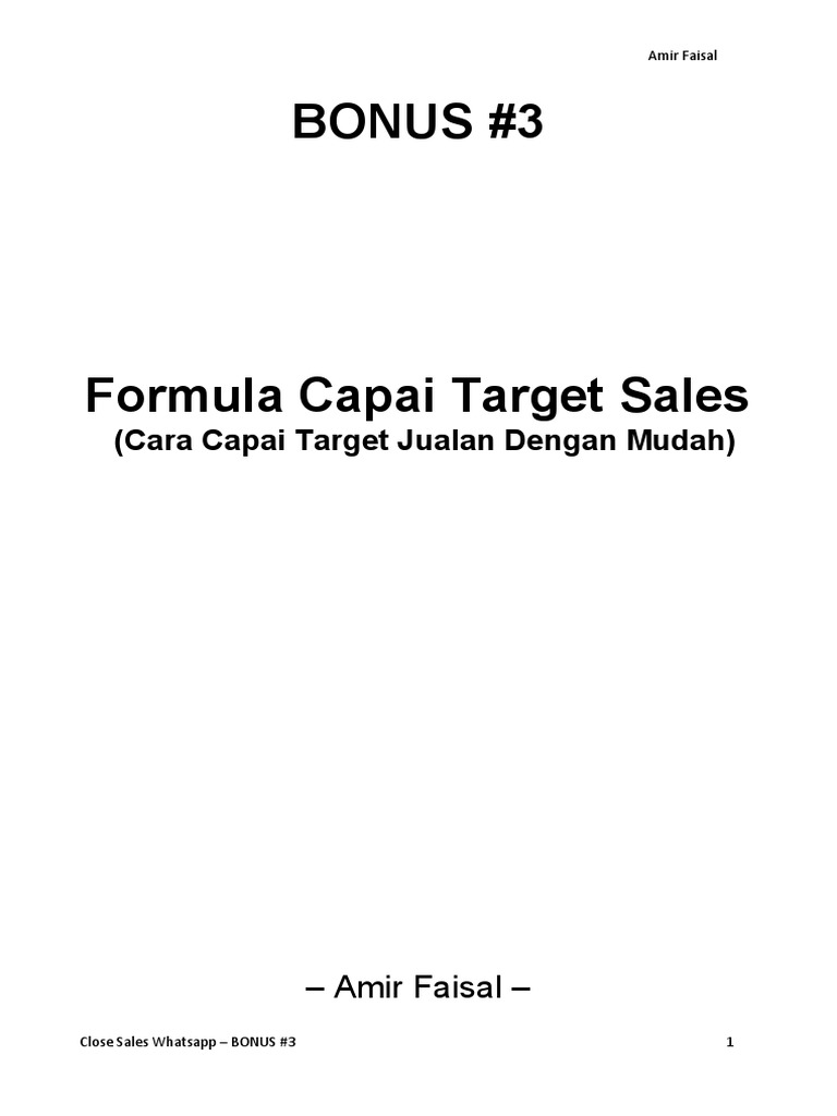 Formula Capai Target Penjualan Mudah | PDF | Karier & Perkembangan | Bisnis