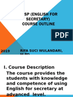 Esp (English For Secretary) Course Outline: Rifa Suci Wulandari, M.PD. 2019