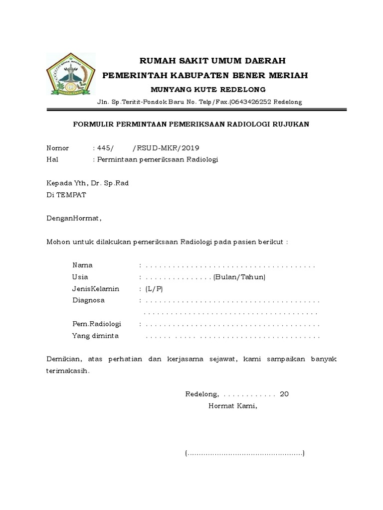 Formulir Rujukan Radiologi | PDF