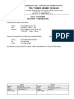 Politeknik Negeri Padang: Surat Pernyataan Kesediaan Pembimbing PKL