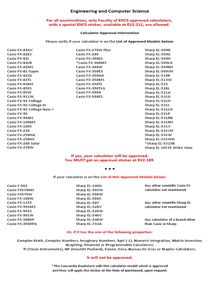Calculators Allowed For Exams PDF Calculator Office Equipment