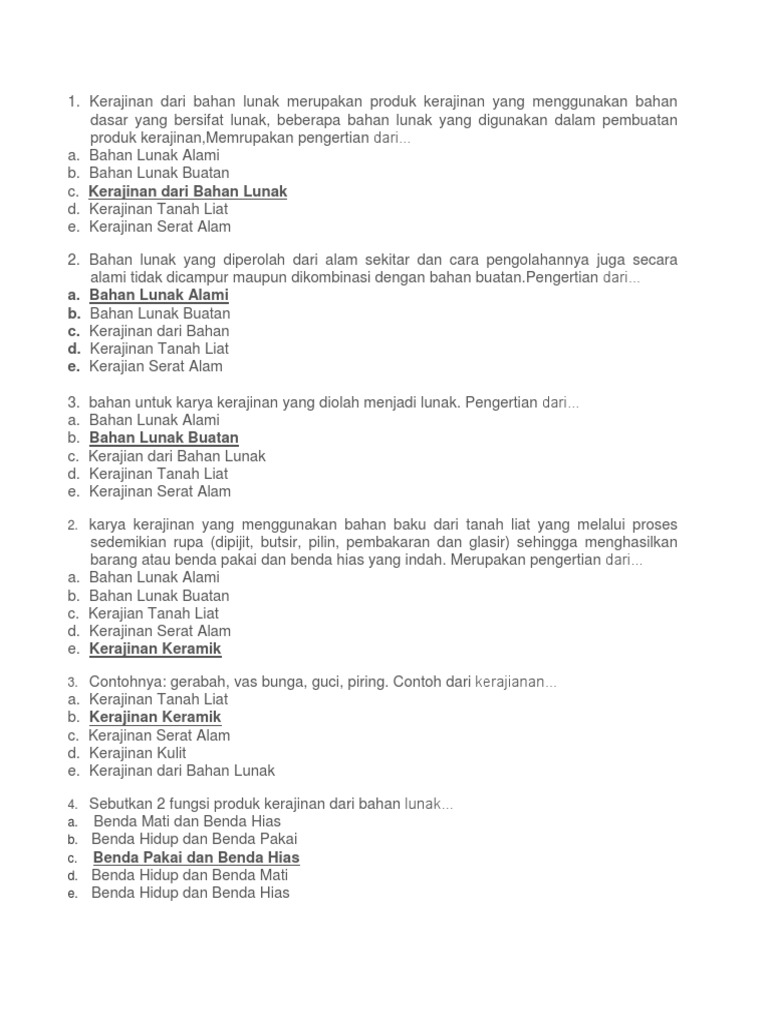 Soal Prakarya Uts Pdf