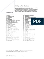 Classroom 50 Ways To Praise Students PDF