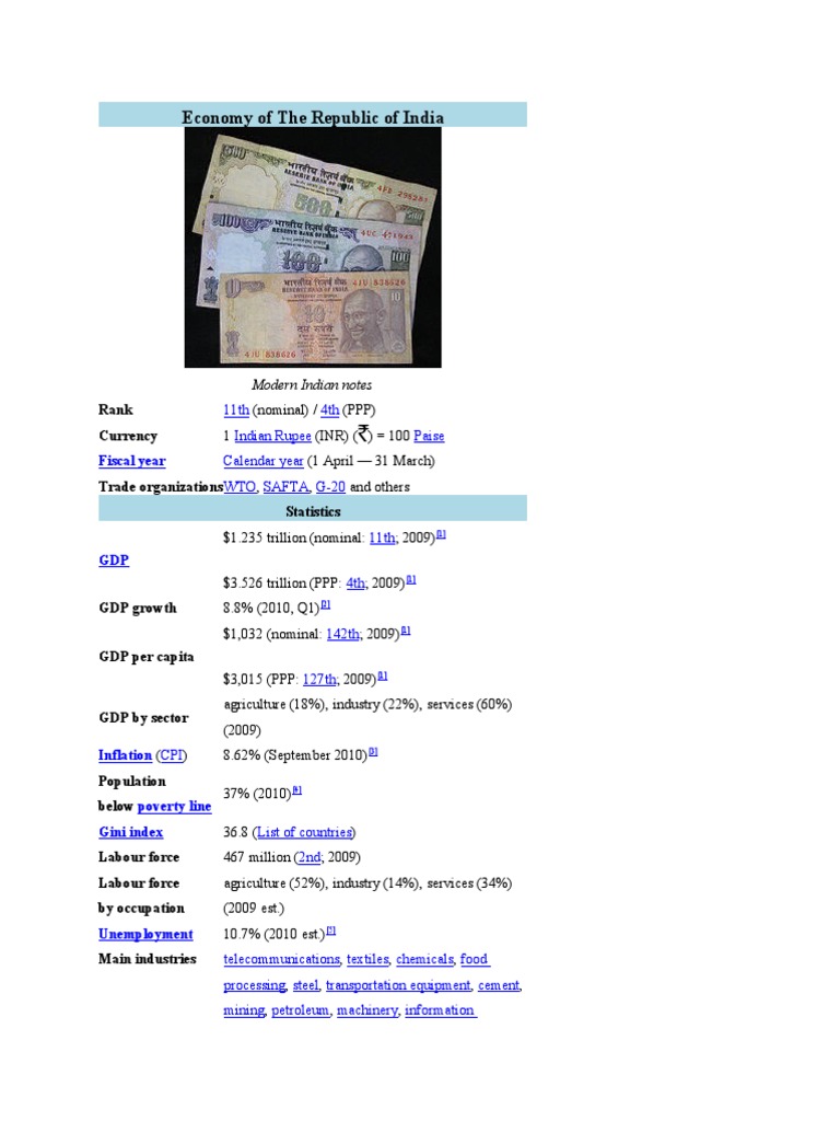 Overview of India's Economy and Statistics | PDF | Gross Domestic ...