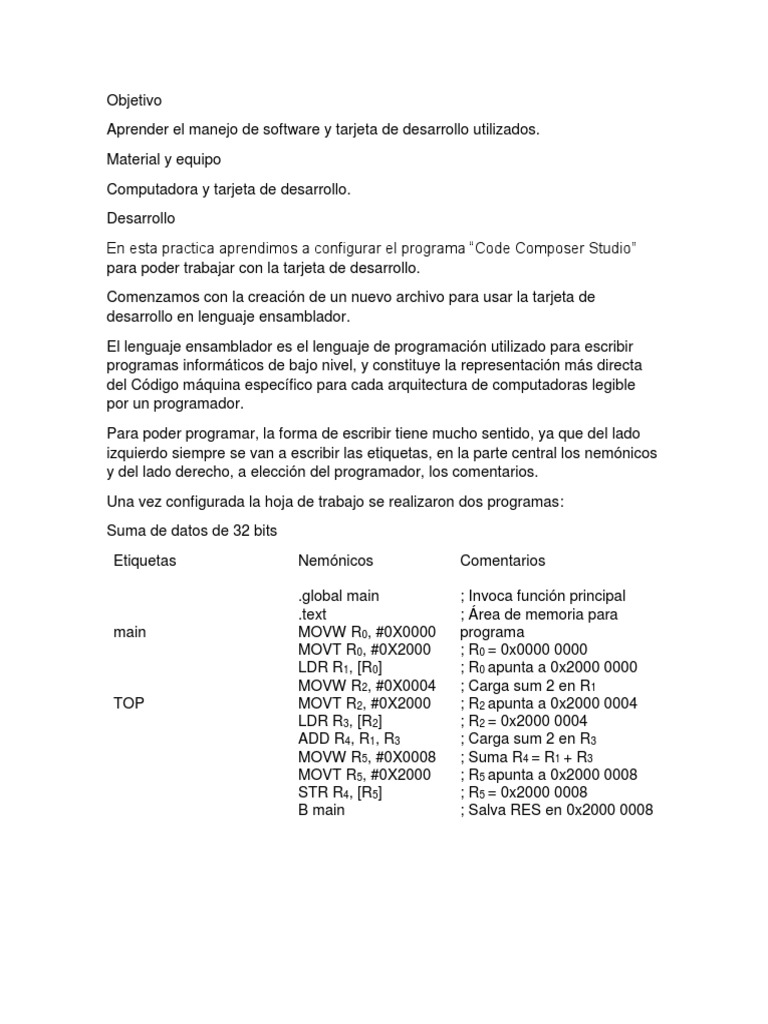 Practica 2 Microprocesadores Y Microcontroladores Pdf Lenguaje De