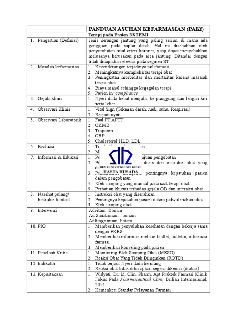Panduan Terapi Obat NSTEMI | PDF