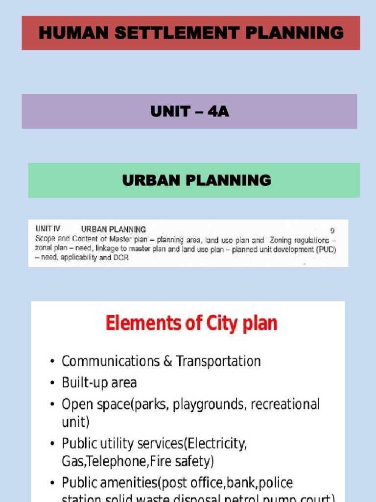 Urban Planning in Human Settlement | PDF