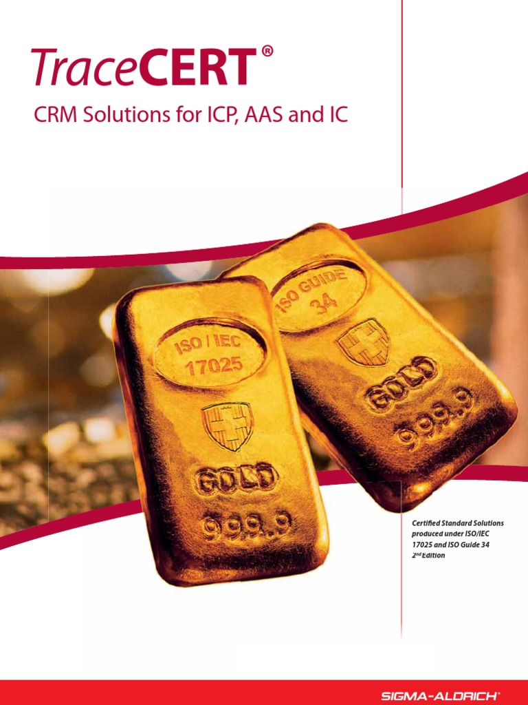 TraceCERT, CRM Solutions For ICP, AAS, and IC PDF Atoms Chemical