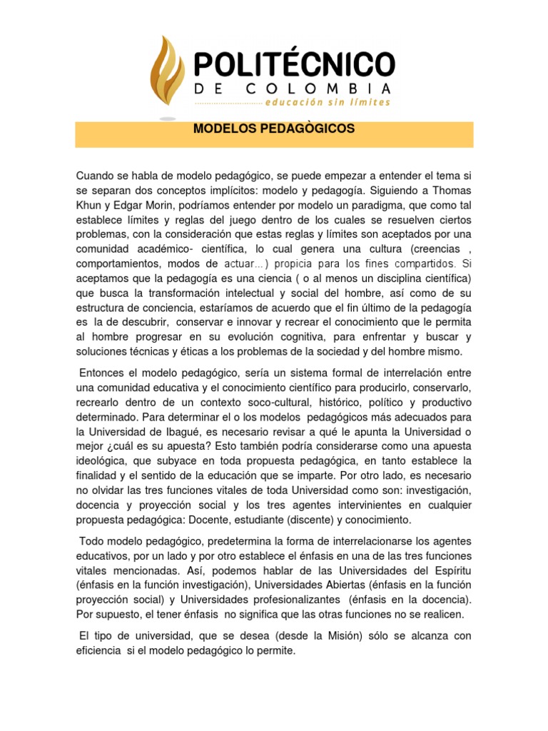 Modelos Pedagògicos PDF | PDF | Constructivismo (filosofía de la ...