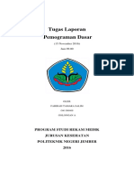 Tugas Laporan Pemograman Dasar: Program Studi Rekam Medik Jurusan Kesehatan Politeknik Negeri Jember 2016