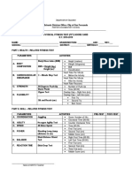 Fitness Test Score Card