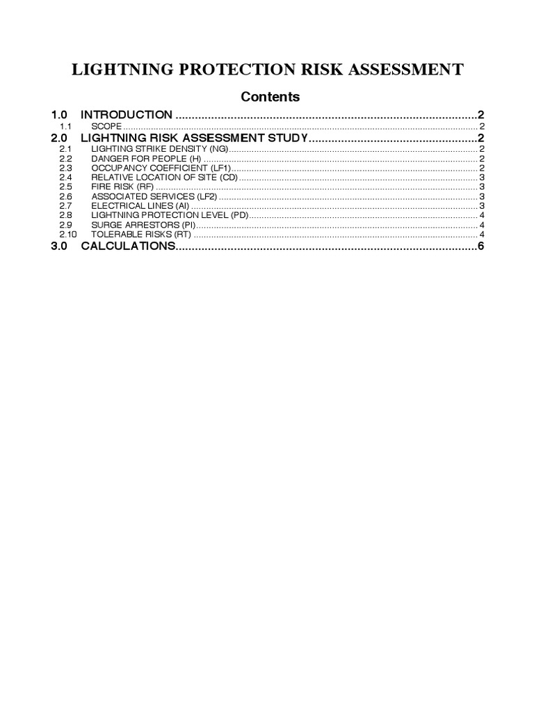 Lightning Protection Risk Assessment NEW PDF | PDF | Lightning | Risk