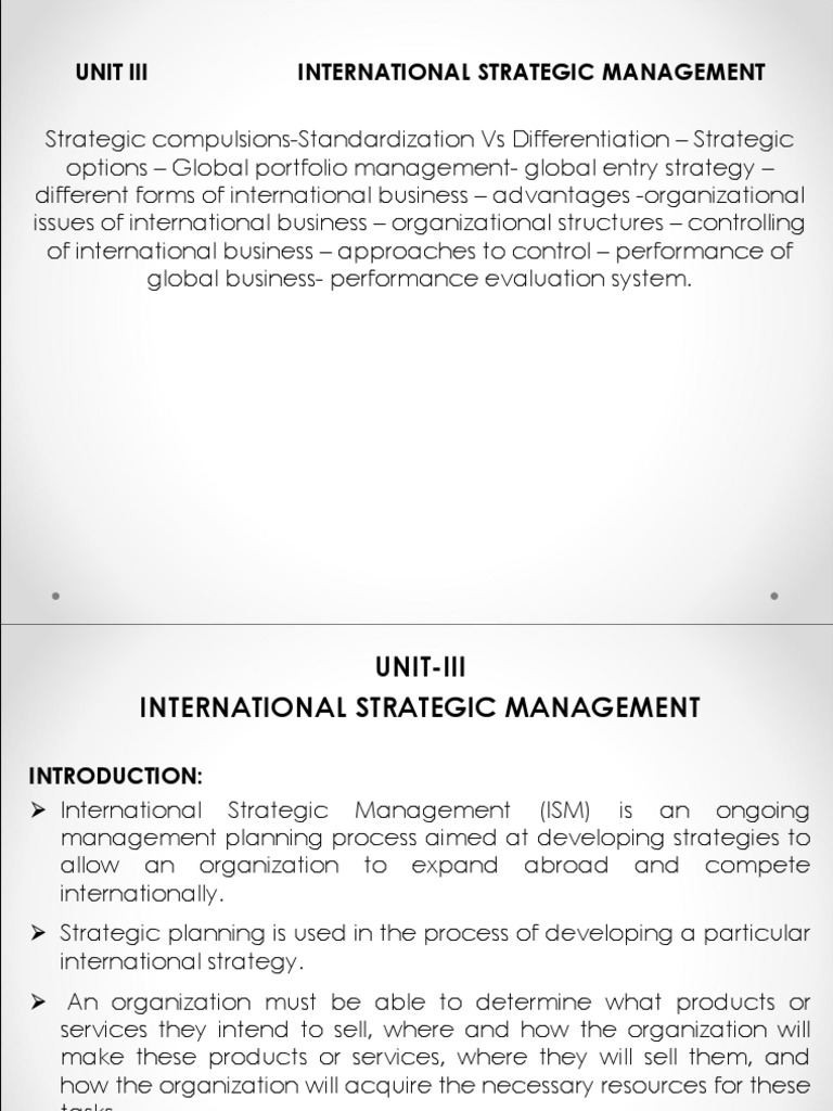 International Strategic Management Overview | PDF | Franchising ...