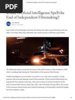 Could Artificial Intelligence Spell the End of Independent Filmmaking