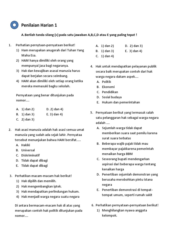 Pkn Soal 1 10 Penting Docx