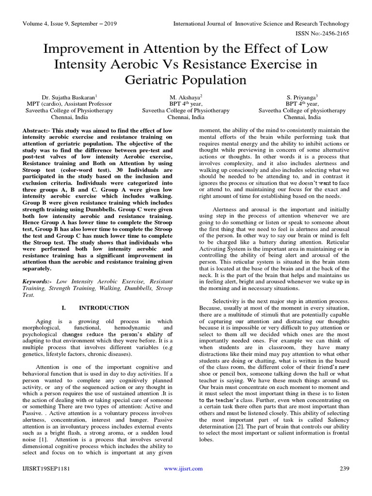 Geriatric Attention: Aerobic vs. Resistance Exercise | PDF | Strength ...