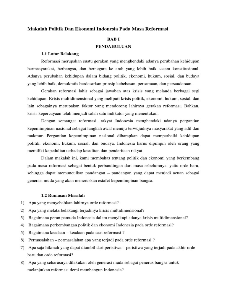 Contoh Soal Sistem Dan Struktur Politik Ekonomi Indonesia