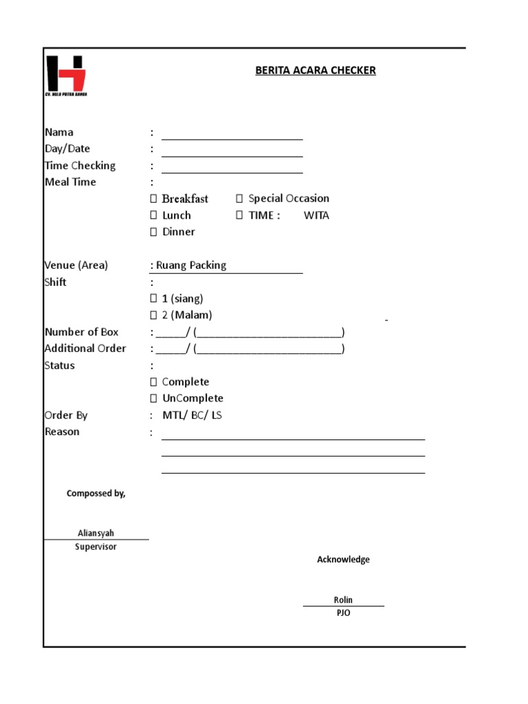 Berita Acara Checker: Compossed By | PDF