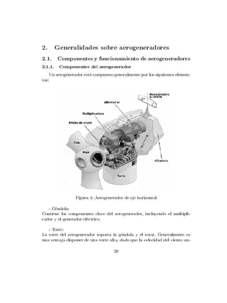 Componentes y Funcionamiento de Aerogeneradores | PDF | Turbina eólica ...