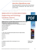 (UPDATED) IRRIGATION WATER RESOURSES Engineering and Hydrology Questions Answers