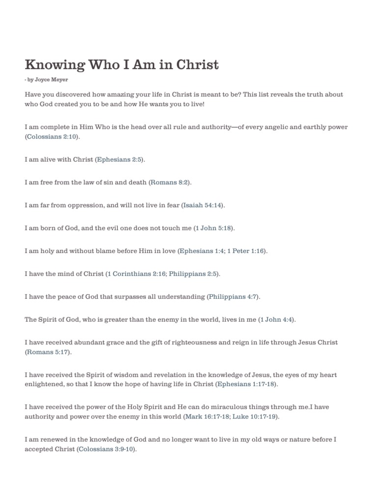 Image Result For Knowing Who I Am In Christ Joyce Meyer Ministries