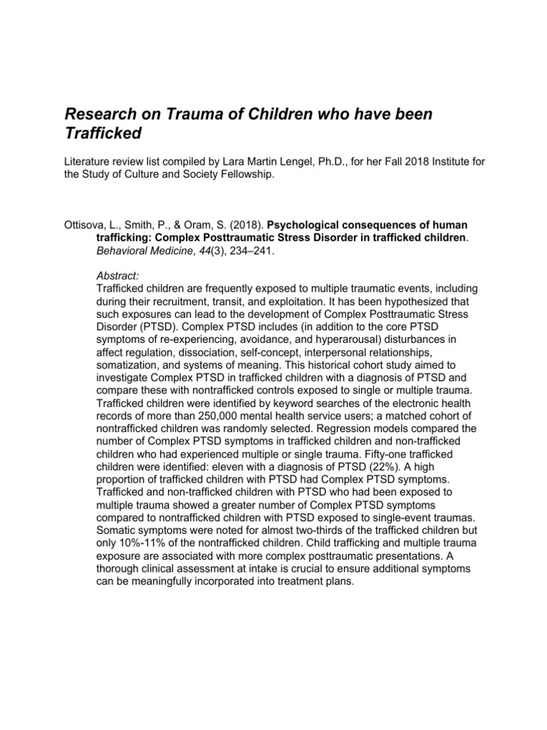 Literature Review On Trauma of Children PDF | PDF | Complex Post ...
