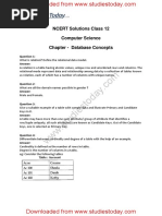 NCERT Solutions Class 12 Computer Science Chapter - Database Concepts