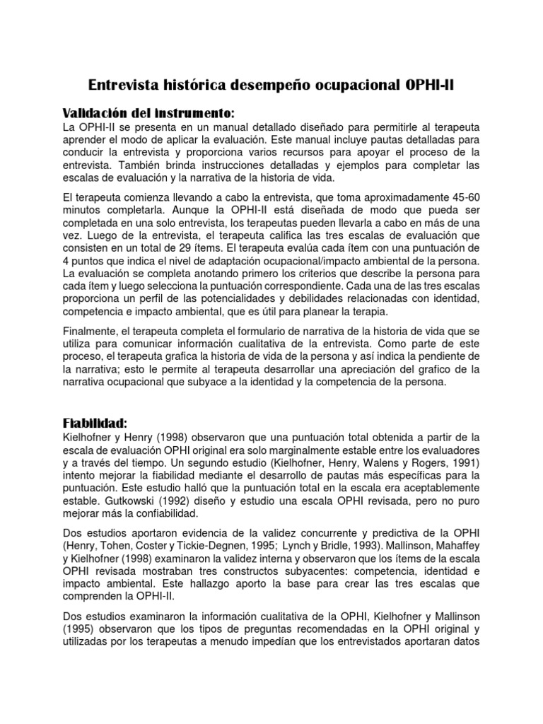 Evaluaciones 1 (OPHI-II) y 2 (OCAIRS) | PDF | Validez (Estadísticas ...
