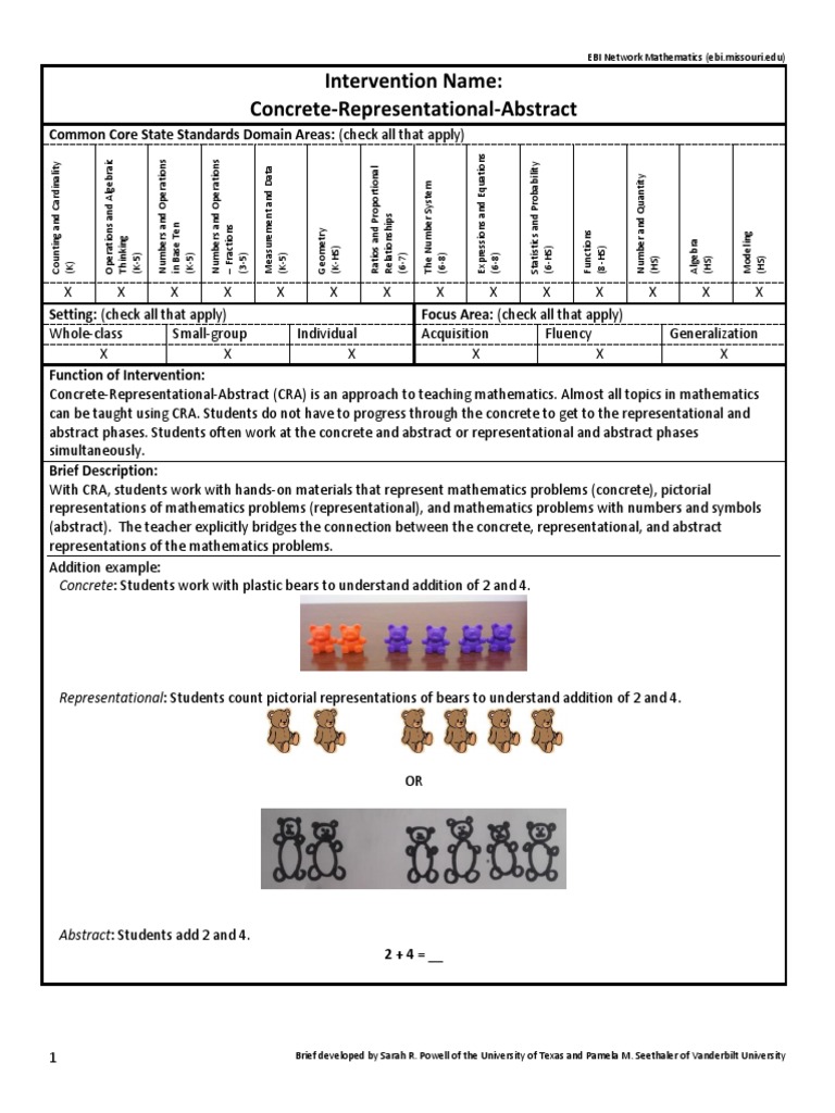 EBI Brief Template Concrete Representational Abstract | PDF | Teaching ...