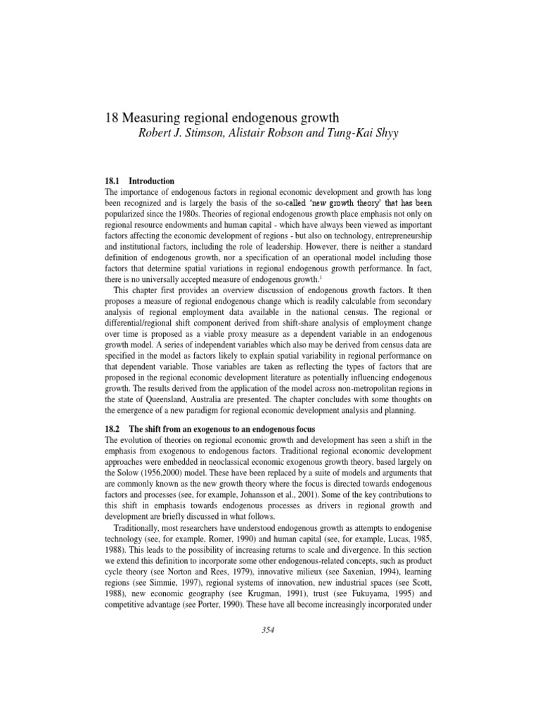 Measuring Regional Endogenous Growth | PDF | Economic Growth | Economic ...