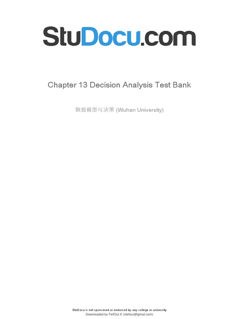 Decision Analysis Test Bank Chapter 13 | PDF | Utility | Expected Value