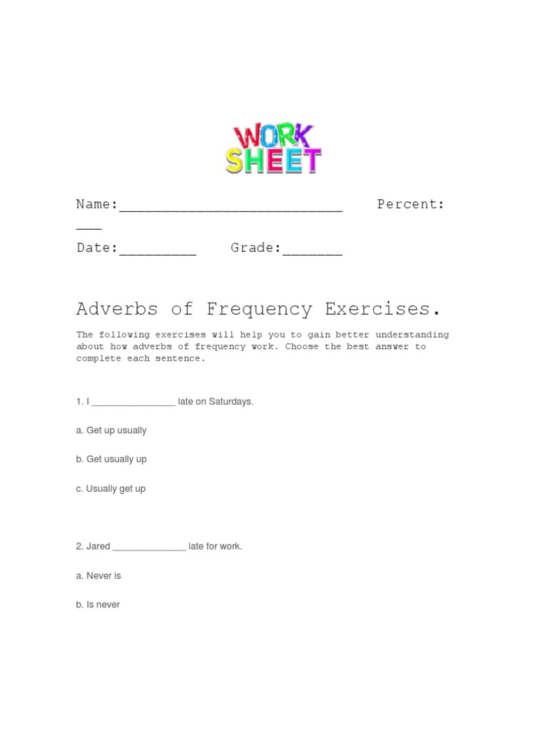 Adverbs of Frequency Exercises Guide | PDF