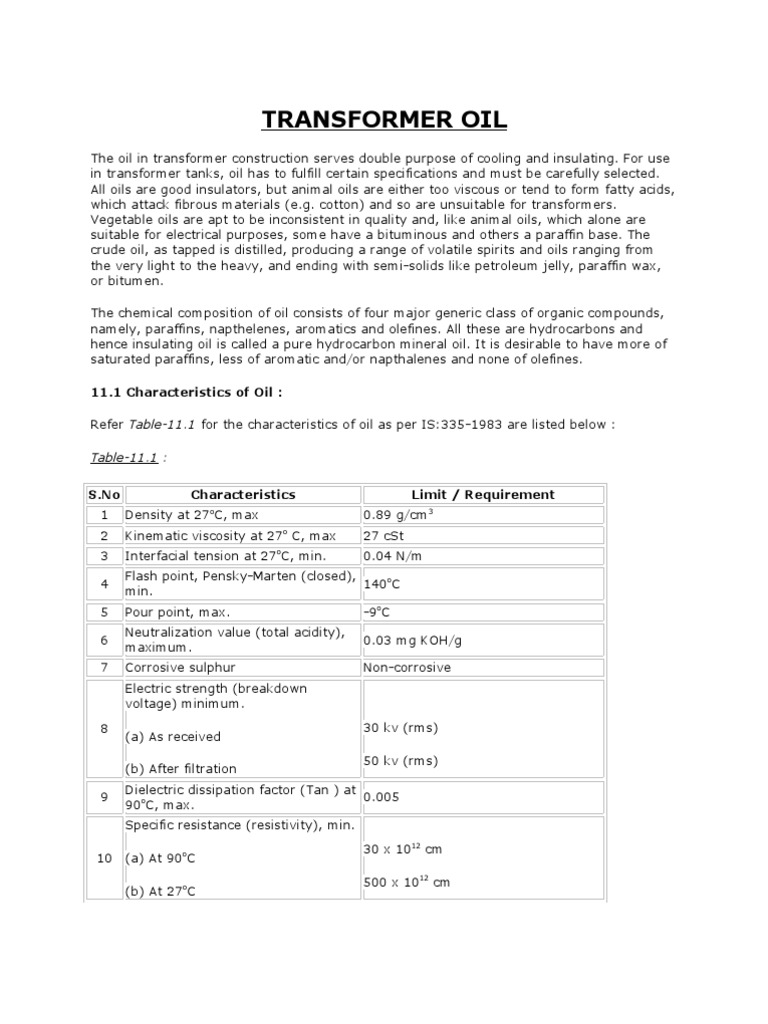 Transformer Oil PDF Electrical Resistivity And Conductivity