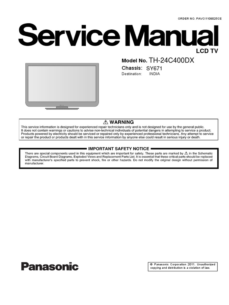 Panasonic TH-24C400DX Chassis SY671 PDF | PDF | Software | Computing ...