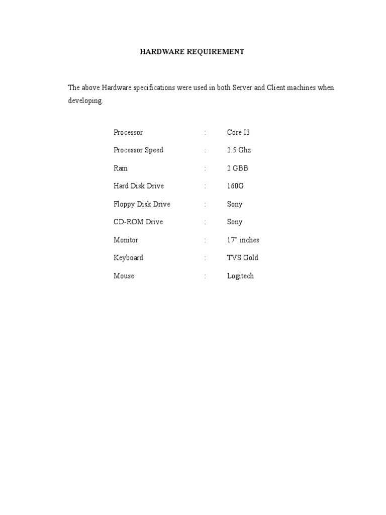 Hardware Requirement ASP | PDF | Computers