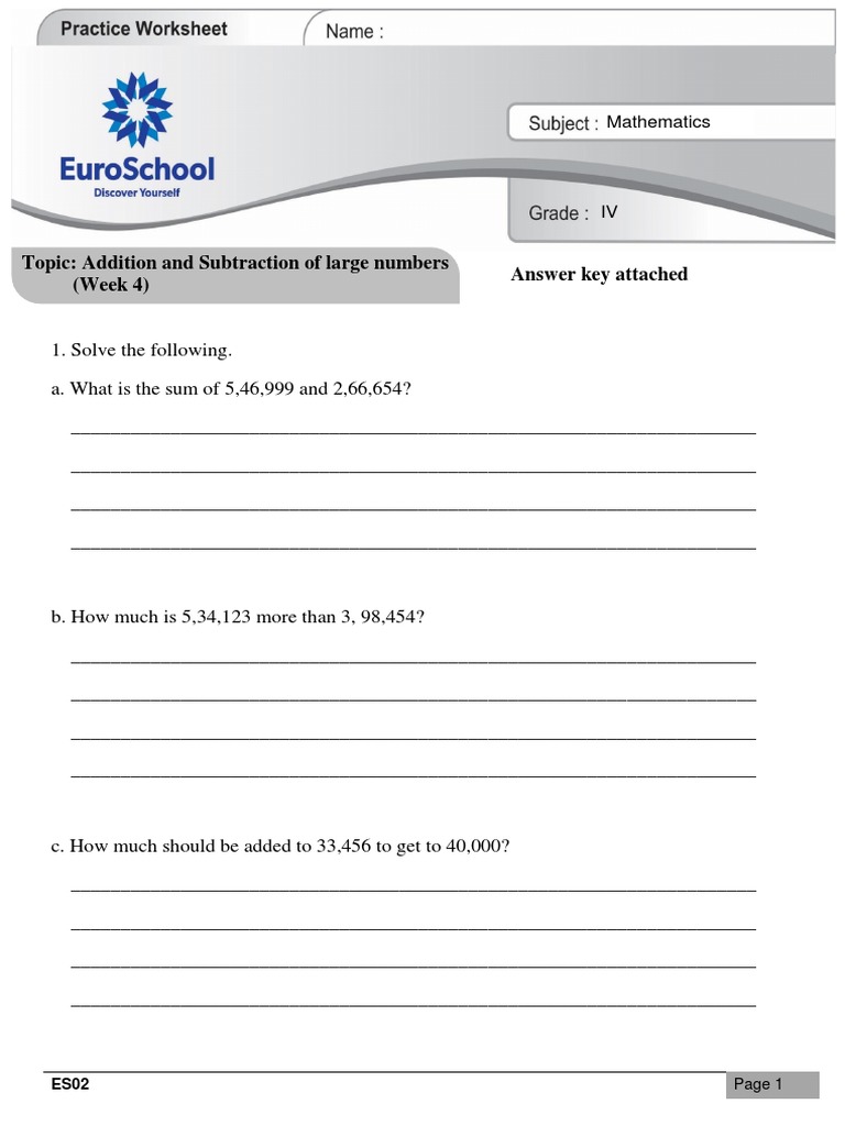 Grade 4 Maths Worksheets | PDF | Teaching Mathematics | Learning
