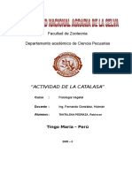 "Actividad de La Catalasa": Facultad de Zootecnia Departamento Académico de Ciencia Pecuarias