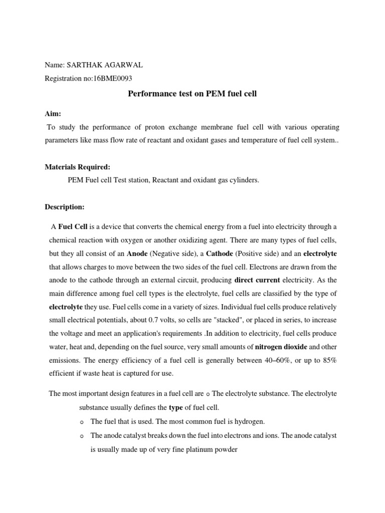 PEM Fuel Cell Performance Study | PDF | Fuel Cell | Electrochemistry