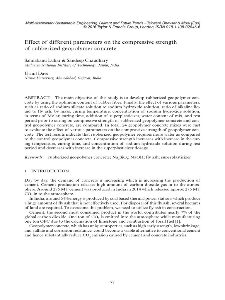 Rubberised Geopolymer Concrete | PDF | Sodium Hydroxide | Concrete