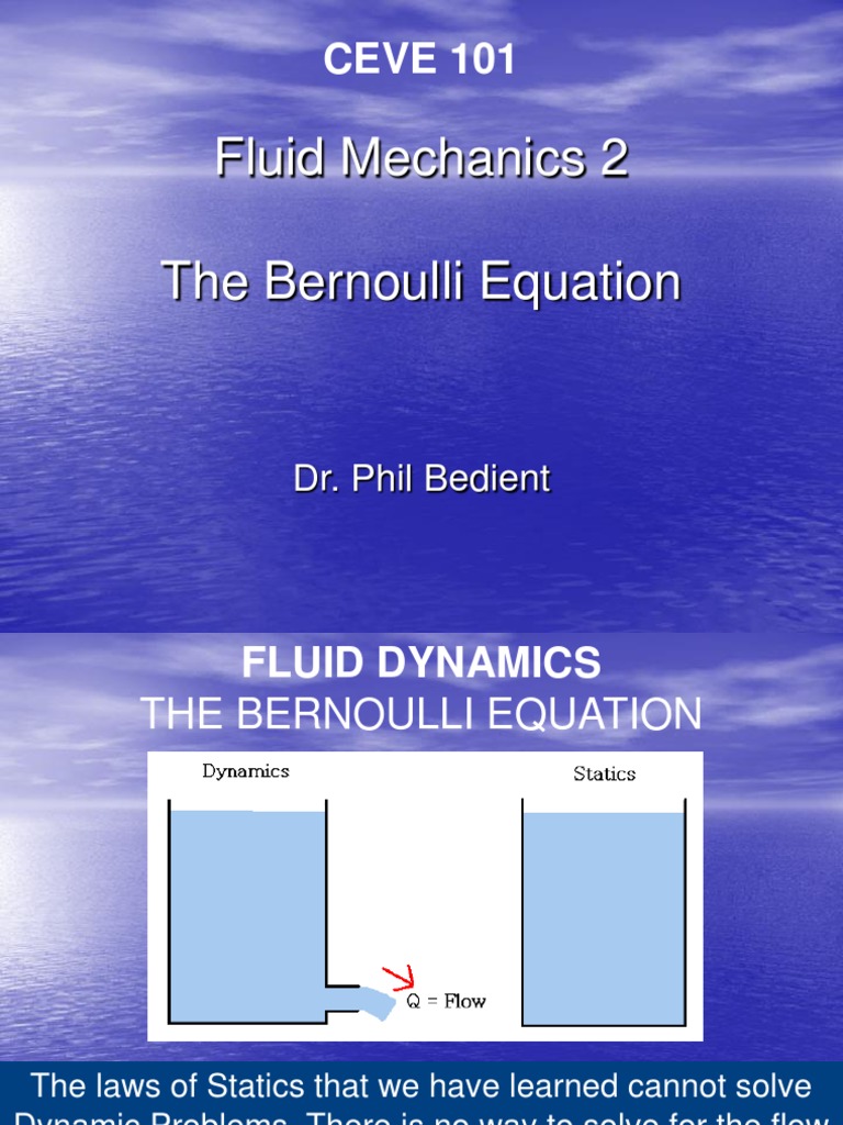 Bernoulli Equation in Fluid Dynamics | PDF | Fluid Dynamics | Liquids