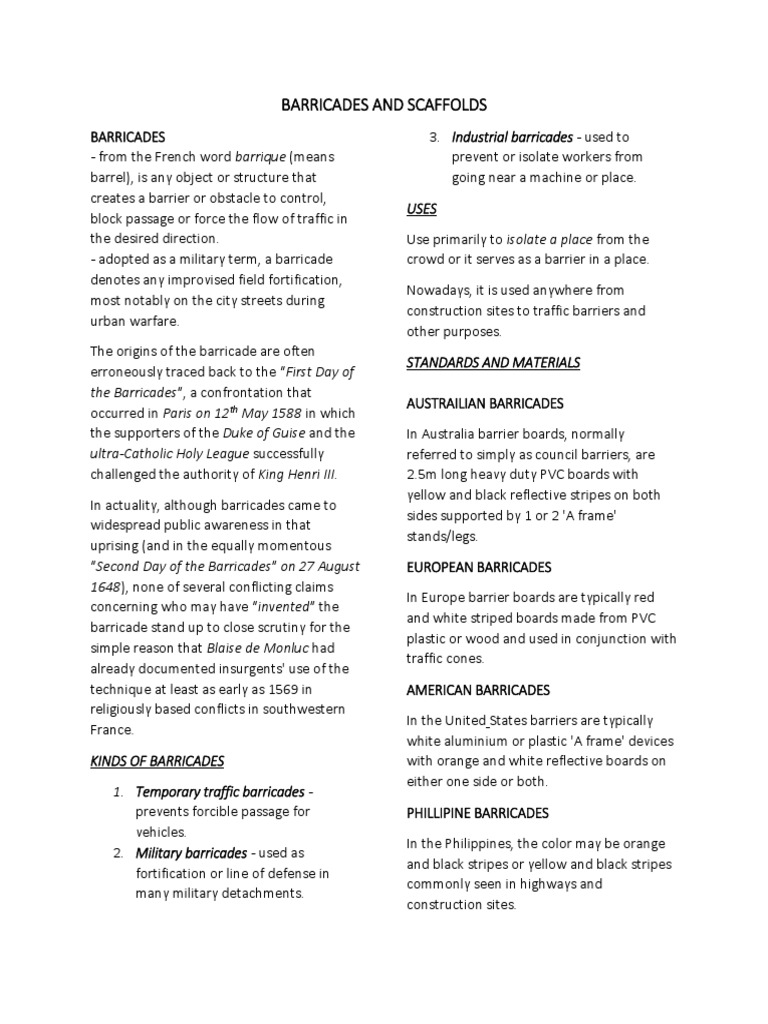 Barricades Pdf Scaffolding