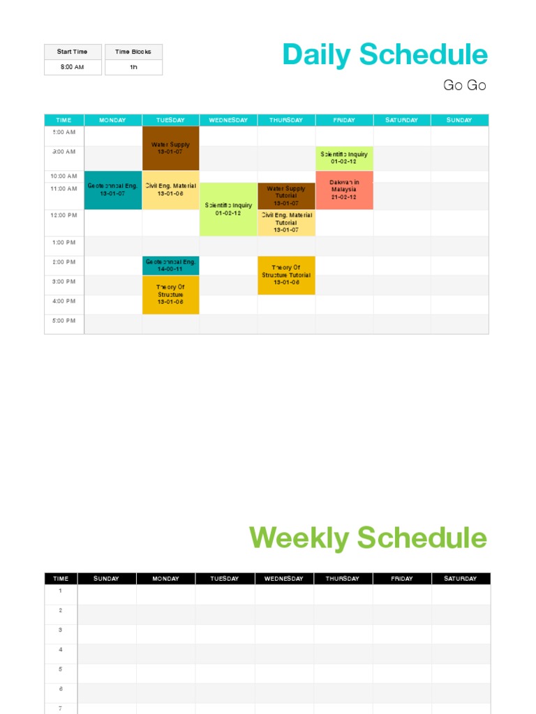 Daily Schedule: Go Go | PDF