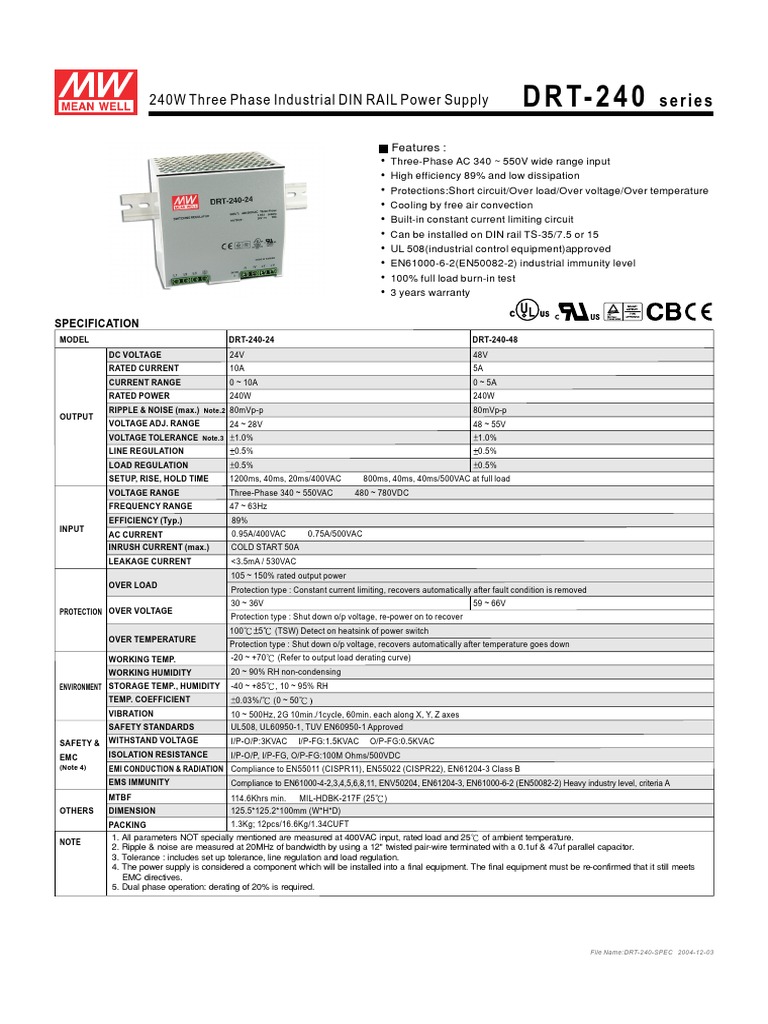 DRT 240 Series | PDF | Power Supply | Force