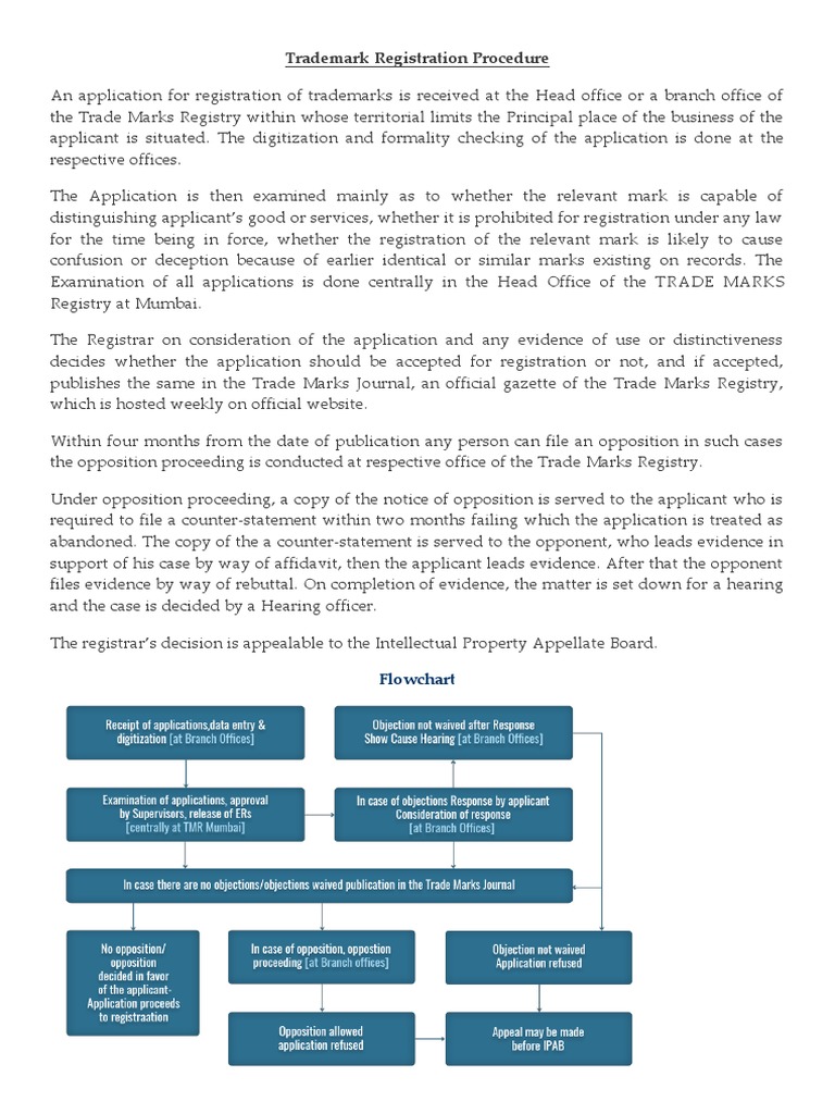 Trademark Search And Registration Agent Reference: Trademark Registration Procedure Pdf Trademark