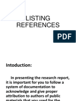 Listing Reference