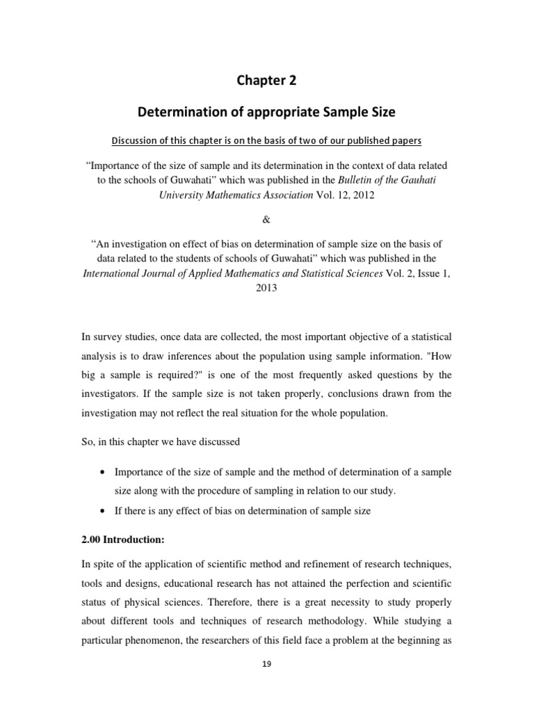 Sample Size Determination Pdf Pdf Normal Distribution Bias Of An