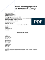 APS Educational Technology Specialist Staff Calendar 2018-19 (4346)