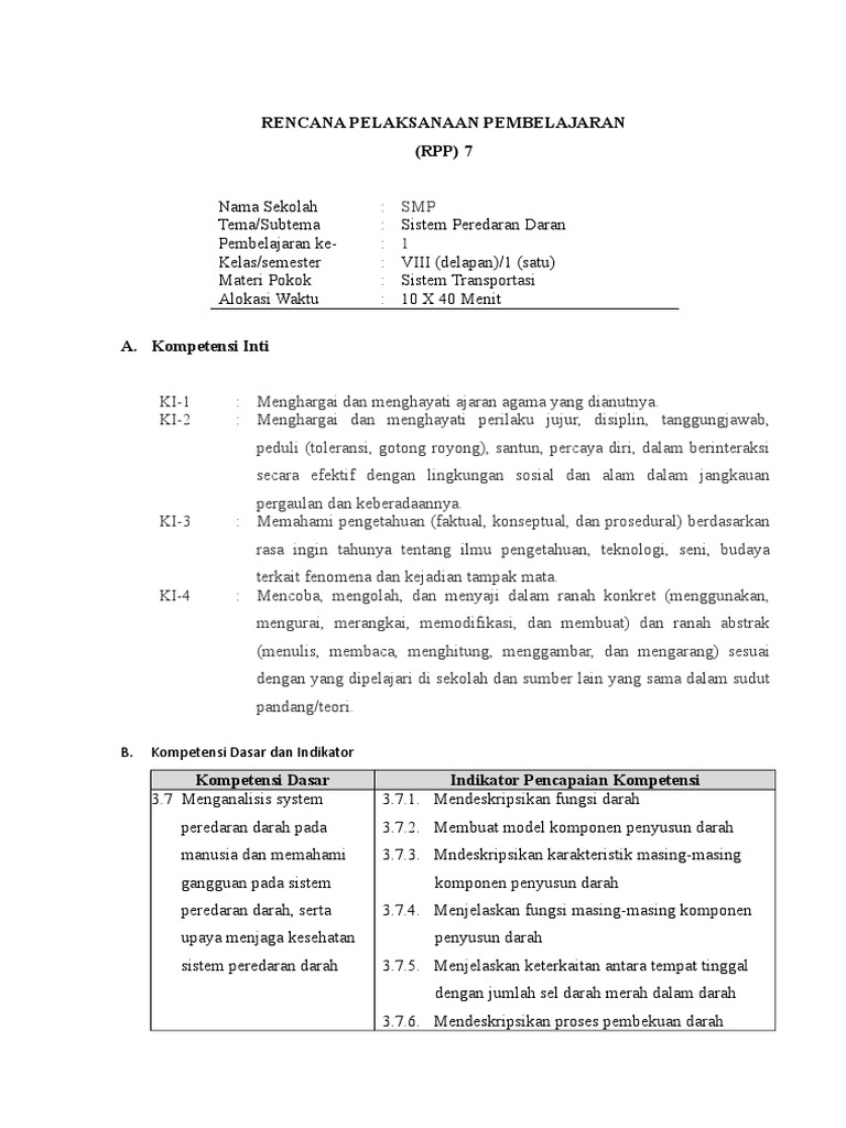 Kd 3 7 Sistem Peredaran Darah