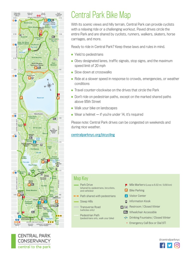 Central Park Bike Map PDF PDF Land Transport Outdoor Recreation